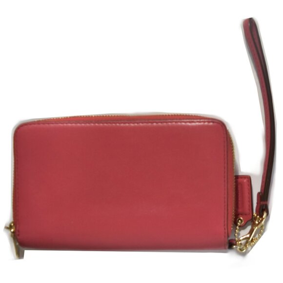 Coach Smooth Leather Double Zip Wallet Wristlet Pink Pre-owned - Picture 3 of 7